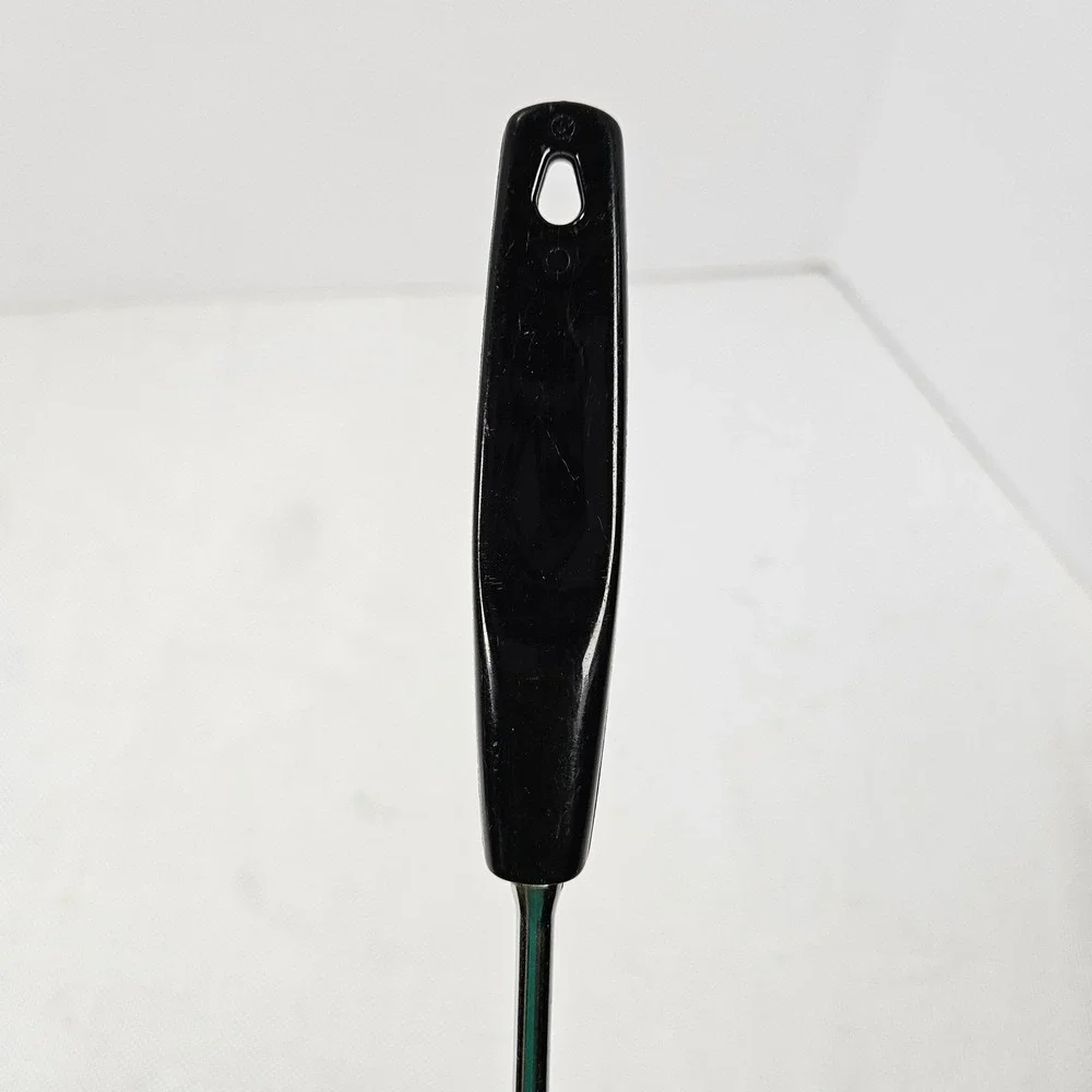 Vintage Foley USA Slotted Spatula Turner Chrome Plated Black Plastic Handle